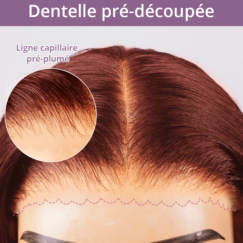 𝑼𝒘𝒂𝒗𝒚 𝑷𝒓𝒆𝒎𝒊𝒖𝒎 𝑳𝒊𝒏𝒆 9x6 Glueless Pré-épilé Brun Rougeâtre Couleur Perruque Sans Colle Lisse