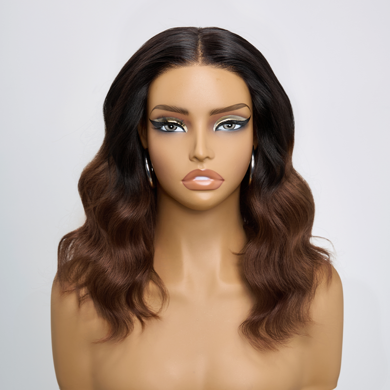𝑼𝒘𝒂𝒗𝒚 𝑷𝒓𝒆𝒎𝒊𝒖𝒎 𝑳𝒊𝒏𝒆 Magnifique Glueless Ombre Brun Bob Wear Go 5x5 Perruque Sans Colle Cheveux Humains Ondulé
