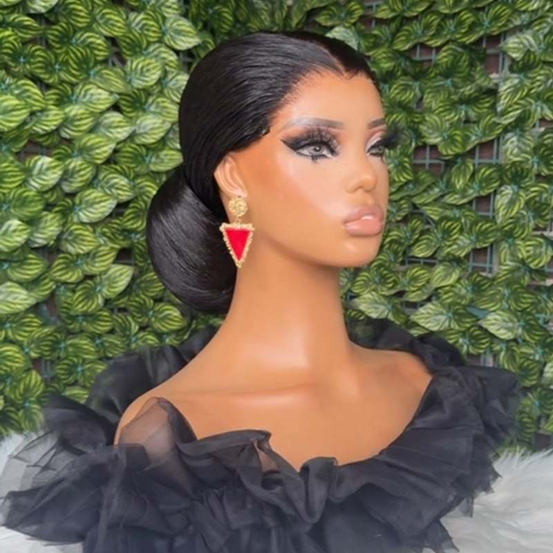 𝑷𝒆𝒓𝒓𝒖𝒒𝒖𝒆 𝑴𝒂𝒓𝒊𝒂𝒈𝒆 𝑷𝒓𝒆́-𝑪𝒐𝒊𝒇𝒇𝒆́𝒆 Coiffures Mariage Rapides Chignon Lisse Classique Cheveux Humains 13×4 Dentelle Perruque