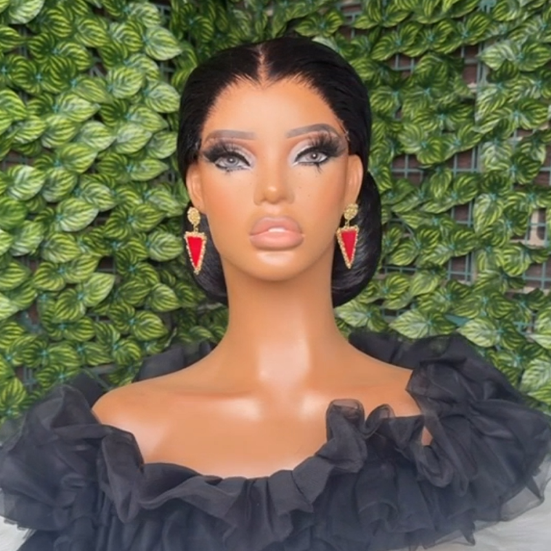 𝑷𝒆𝒓𝒓𝒖𝒒𝒖𝒆 𝑴𝒂𝒓𝒊𝒂𝒈𝒆 𝑷𝒓𝒆́-𝑪𝒐𝒊𝒇𝒇𝒆́𝒆 Coiffures Mariage Rapides Chignon Lisse Classique Cheveux Humains 13×4 Dentelle Perruque