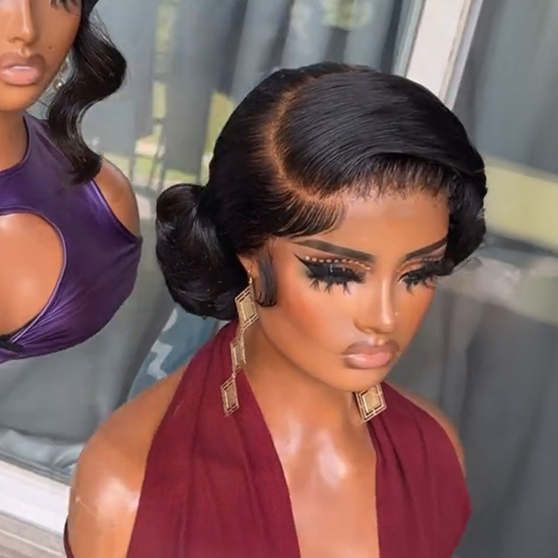 𝑷𝒆𝒓𝒓𝒖𝒒𝒖𝒆 𝑴𝒂𝒓𝒊𝒂𝒈𝒆 𝑷𝒓𝒆́-𝑪𝒐𝒊𝒇𝒇𝒆́𝒆 Coiffures Mariage Rapides Chignon Ondulé/Lisse Cheveux Humains 13×4 Dentelle