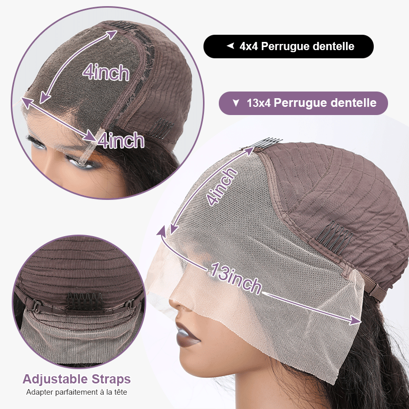 𝐏𝐫𝐞̂𝐭 𝐞𝐧 𝟐𝟒𝐡⚡Réaliste Souple Minimaliste Lisse 4x4 13x4 Dentelle Enfilez Et Partez Perruque Bob