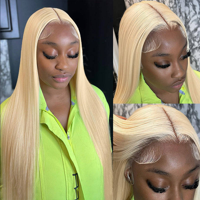 Lisse Extensions Cheveux Clipser En Vrais Cheveux Humains #613 Blond Couleurs Populaires 9 Piece