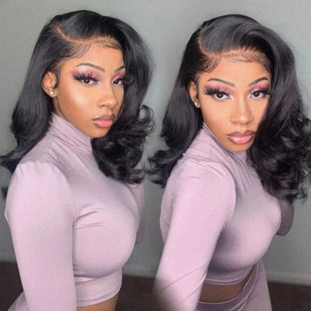 𝐏𝐫𝐞̂𝐭 𝐞𝐧 𝟐𝟒𝐡⚡Léger Élégant Classique 13x4 Dentelle Couleur Naturel Perruque Bob Naturelle Wave