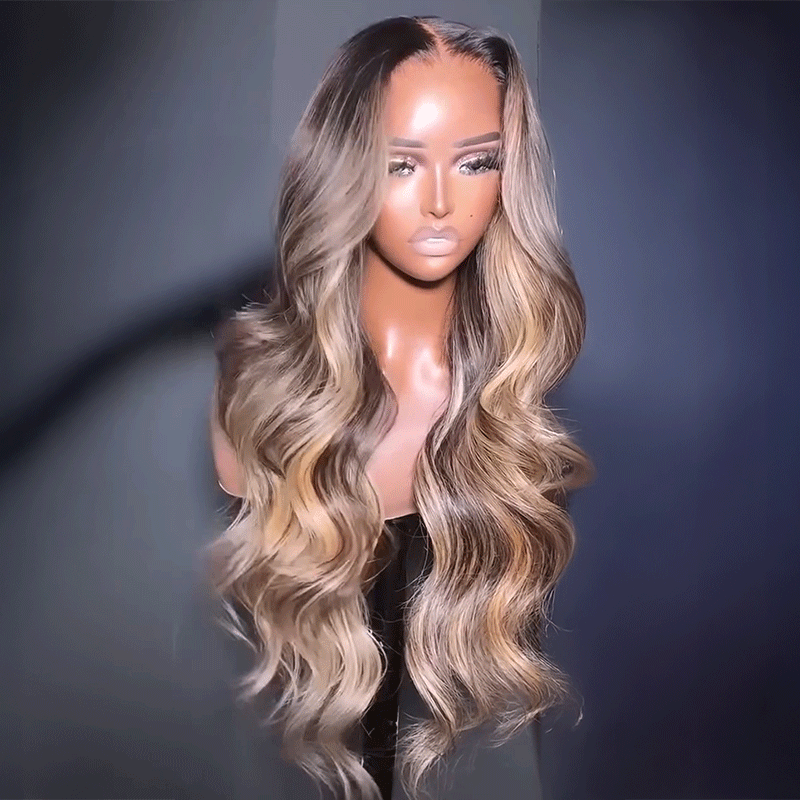 Luxueuse Highlight 13x4 Glueless Body Wave Perruque Sans Colle Cheveux Humains