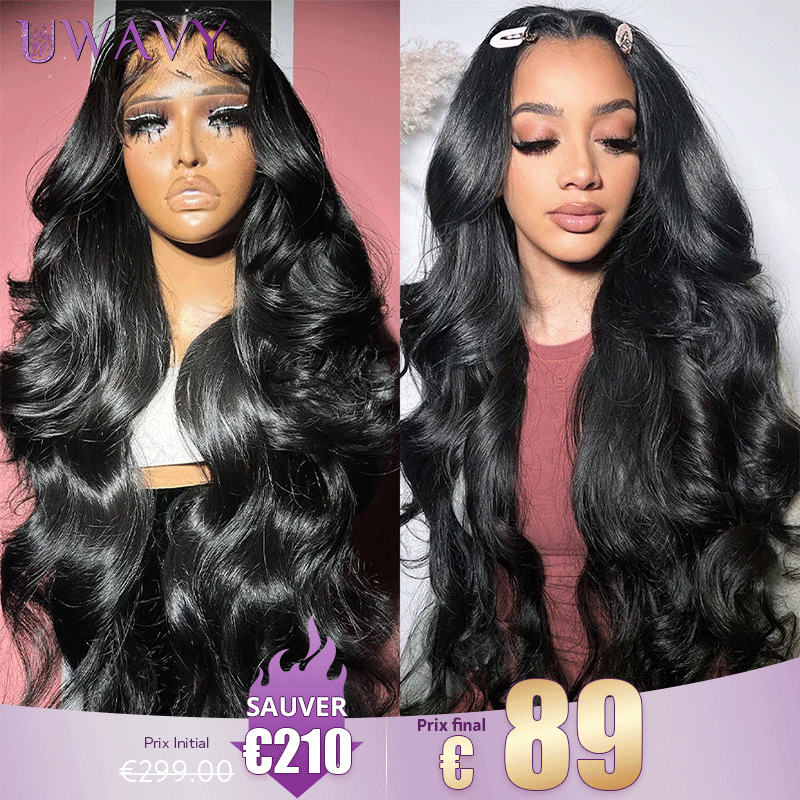 𝐏𝐫𝐞̂𝐭 𝐞𝐧 𝟐𝟒𝐡⚡Qualité Supérieure Couleur Noir Perruque 13×4 Dentelle Body Wave Cheveux 100% Humains