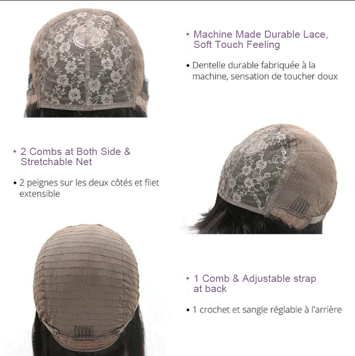 𝑼𝒘𝒂𝒗𝒚 𝑷𝒓𝒆𝒎𝒊𝒖𝒎 𝑳𝒊𝒏𝒆 Élégant Pour Débutants Glueless Highlight Bob Perruque Avec Frange Cheveux Humains Lisse