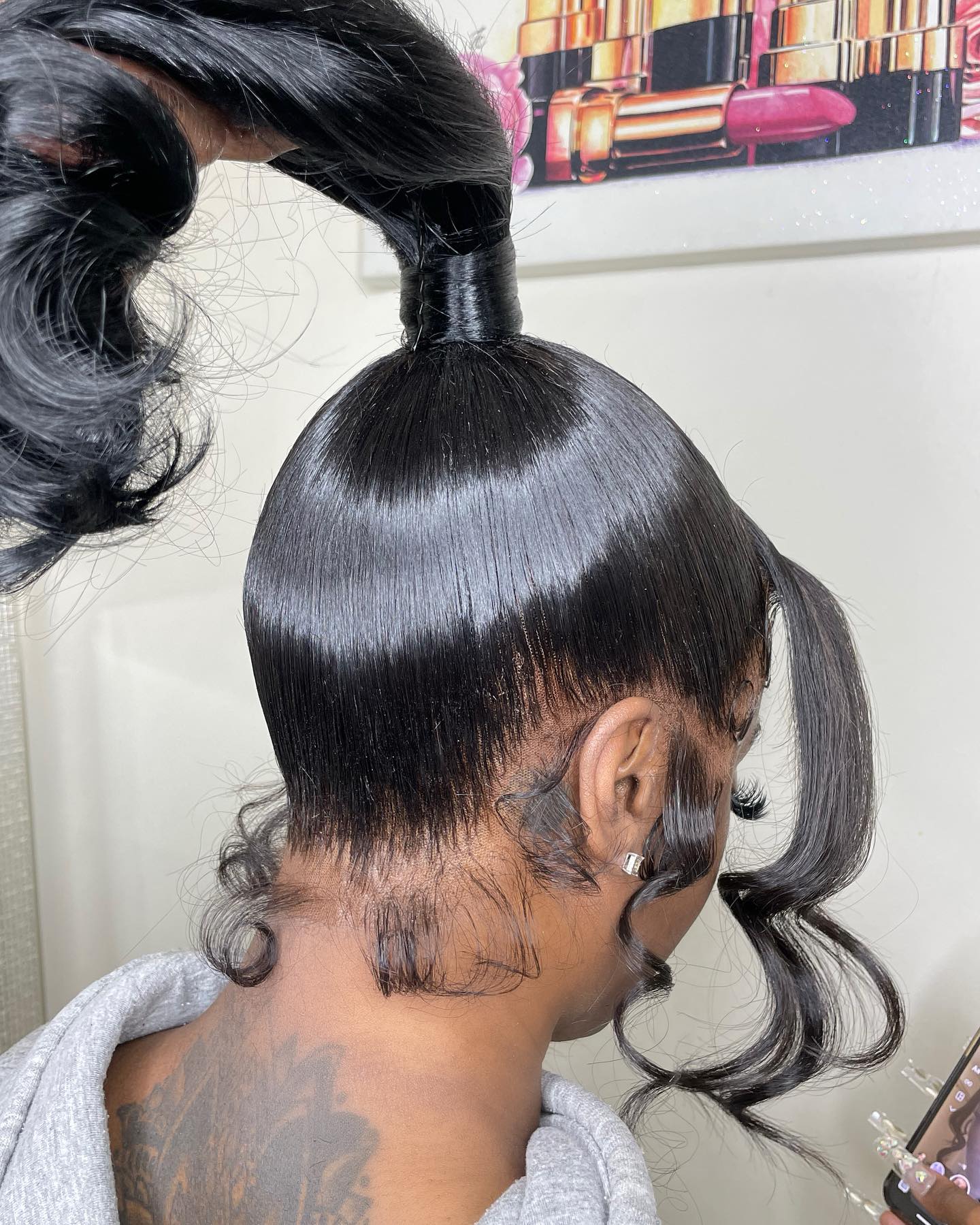 𝐏𝐫𝐞̂𝐭 𝐞𝐧 𝟐𝟒𝐡⚡360 Perruque Frontal Dentelle Couleur Noir Effet Cheveux Vrais Flexi-Fit Invisible Lisse