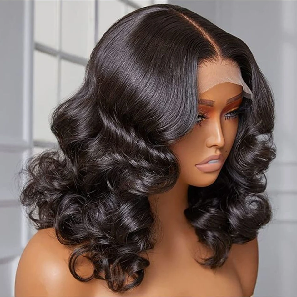 𝟐 𝐅𝐎𝐑 €78💥Glueless Perruque Coupe Pixie+13x4 Dentelle 8" Noir Bob Naturelle Wave
