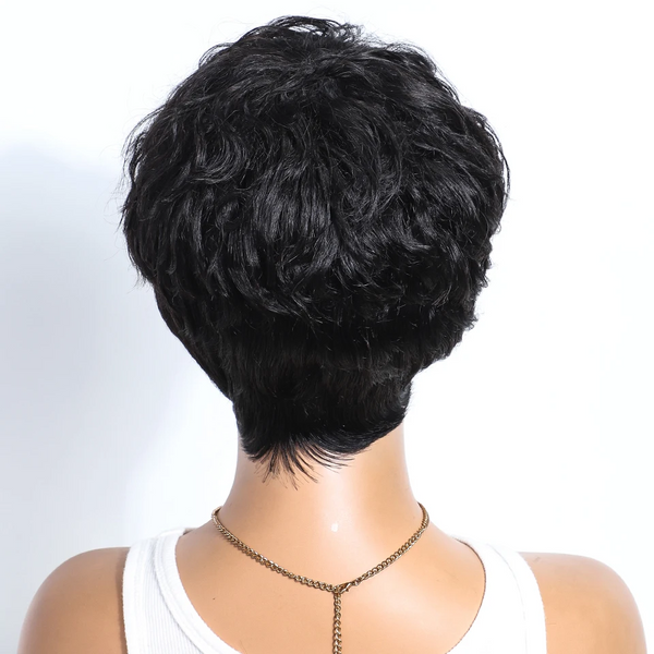 𝟐 𝐅𝐎𝐑 €55💥Glueless Perruque 8" Noir Frange Bob Lisse+Glueless Noir Coupe Pixie Sans colle Ondulé