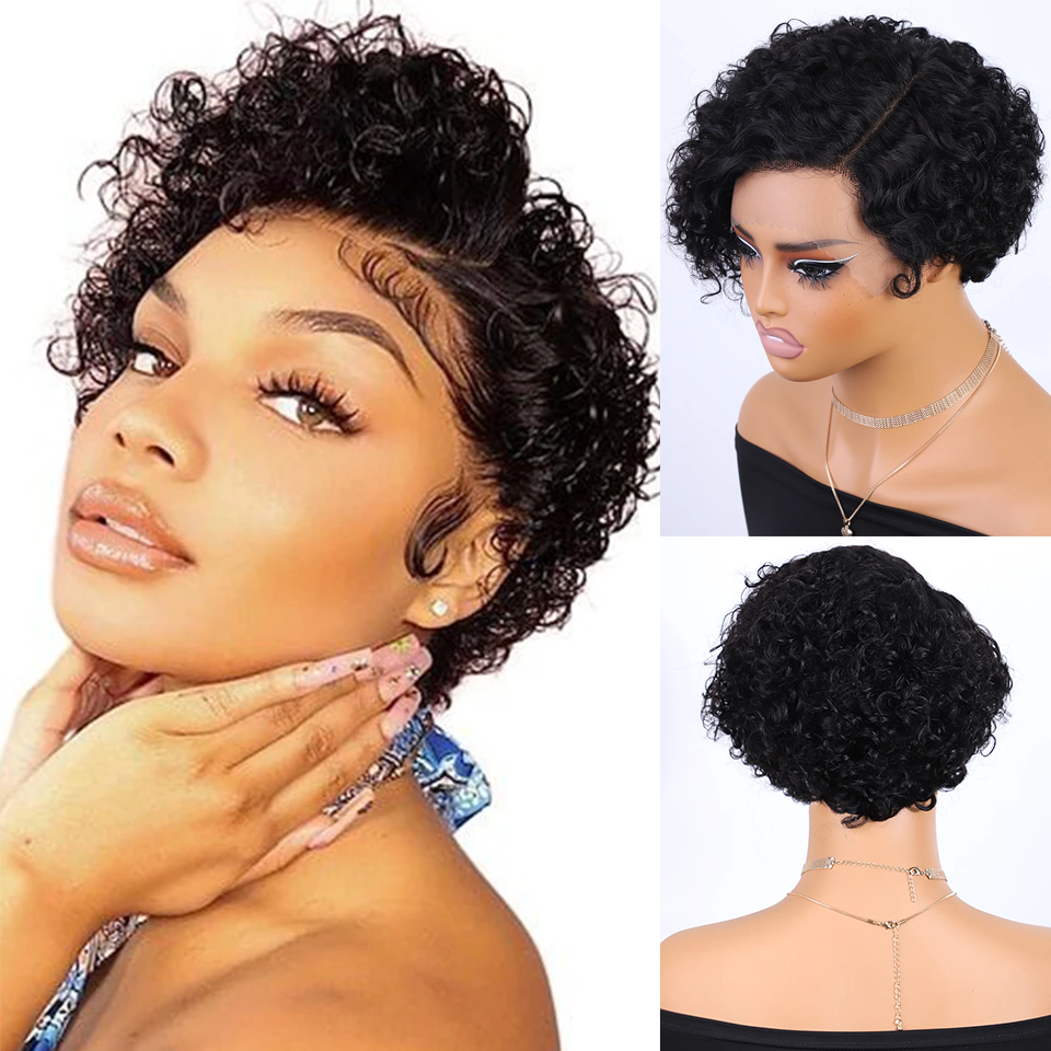 𝐏𝐫𝐞̂𝐭 𝐞𝐧 𝟐𝟒𝐡⚡Moderne Confortable 4 Couleurs 13x1 Dentelle Transparente Invisible Perruque Bob Courte Bouclée