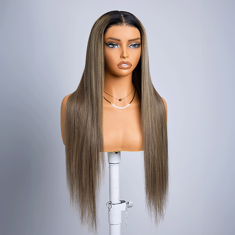 Fascinante Glueless Ombre Highlight 13x4 Perruque Sans Colle Lisse 250% Densité