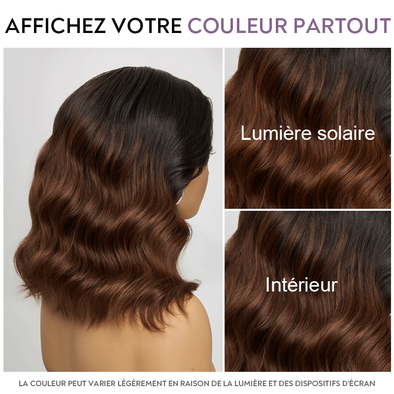 𝑼𝒘𝒂𝒗𝒚 𝑷𝒓𝒆𝒎𝒊𝒖𝒎 𝑳𝒊𝒏𝒆 Magnifique Glueless Ombre Brun Bob Wear Go 5x5 Perruque Sans Colle Cheveux Humains Ondulé