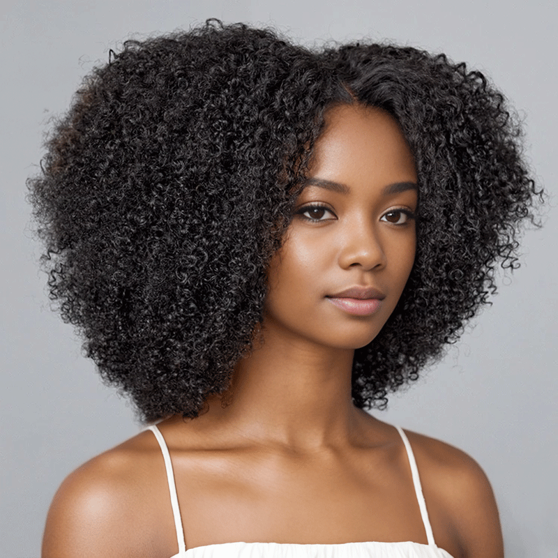 𝑼𝒘𝒂𝒗𝒚 𝑷𝒓𝒆𝒎𝒊𝒖𝒎 𝑳𝒊𝒏𝒆 9x6 Glueless Rebondissantes Bob Jerry Boucles Perruque Sans Colle