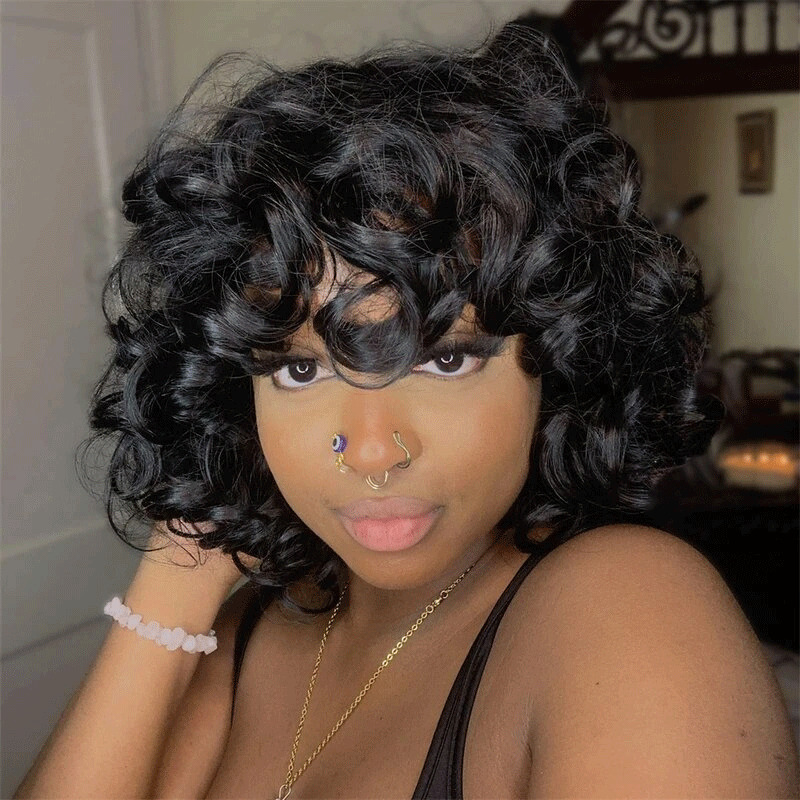 𝐏𝐫𝐞̂𝐭 𝐞𝐧 𝟐𝟒𝐡⚡Glueless Stylisé Boucles Souple Stylé Bob Perruque Sans Colle Cheveux Humains