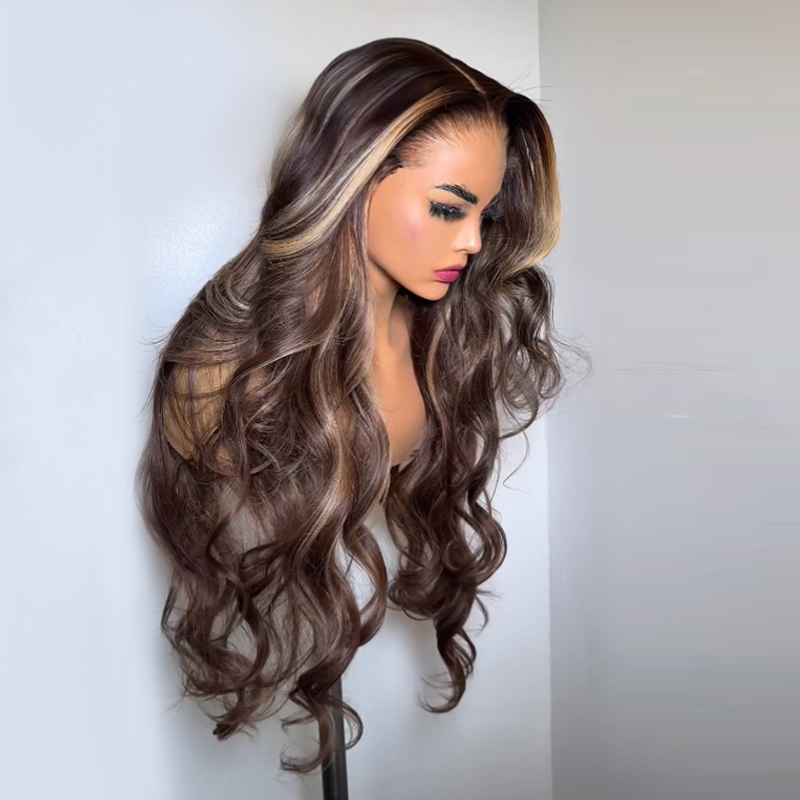 𝑼𝒘𝒂𝒗𝒚 𝑷𝒓𝒆𝒎𝒊𝒖𝒎 𝑳𝒊𝒏𝒆 Confortable Perruque Glueless Casquette Maille Réglable Highlight Body Wave Glueless 4x4 Sans Colle