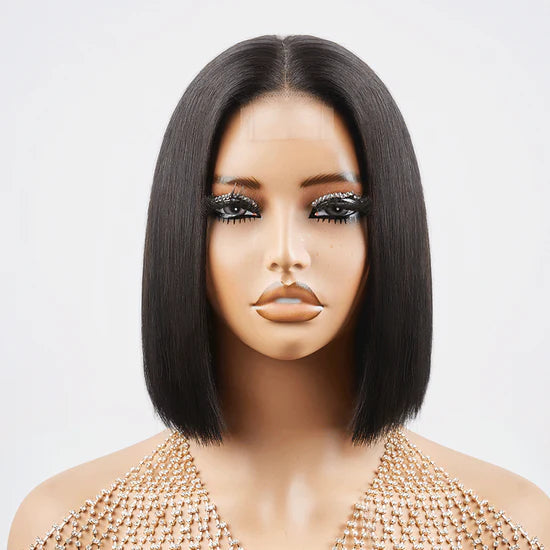 𝟐 𝐅𝐎𝐑 €135💥Perruque 13×6 Dentelle 20“ Lisse+2x6 Dentelle 8" Soyeux Milieu Partie Lisse Cheveux 100% Humains