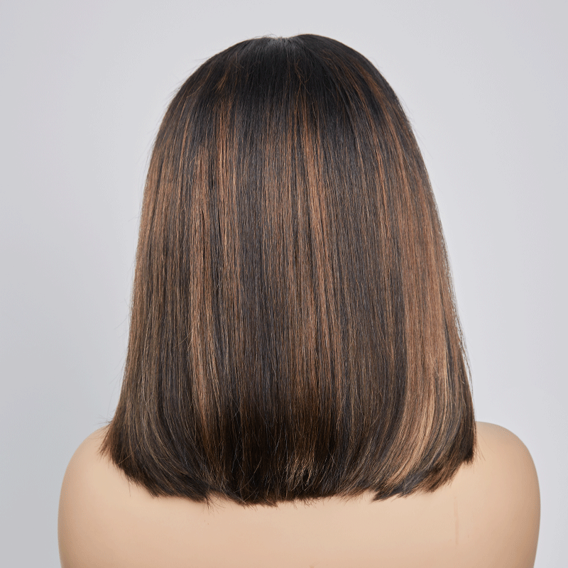 𝑼𝒘𝒂𝒗𝒚 𝑷𝒓𝒆𝒎𝒊𝒖𝒎 𝑳𝒊𝒏𝒆 9x6 Glueless Couleur Highlight Perruque Bob Sans Colle Lisse