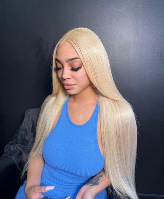 Lisse Extensions Cheveux Clipser En Vrais Cheveux Humains #613 Blond Couleurs Populaires 9 Piece