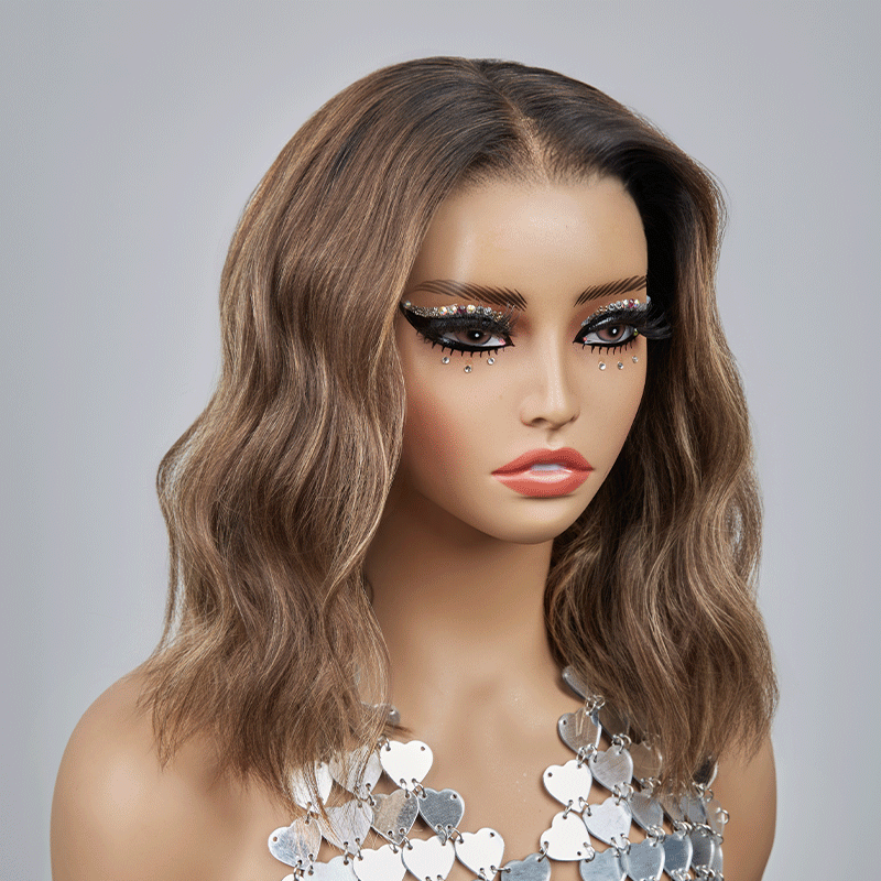 𝑼𝒘𝒂𝒗𝒚 𝑷𝒓𝒆𝒎𝒊𝒖𝒎 𝑳𝒊𝒏𝒆 13x4 Glueless Couleur Reflets Blond Foncé Perruque Sans Colle Ondulé