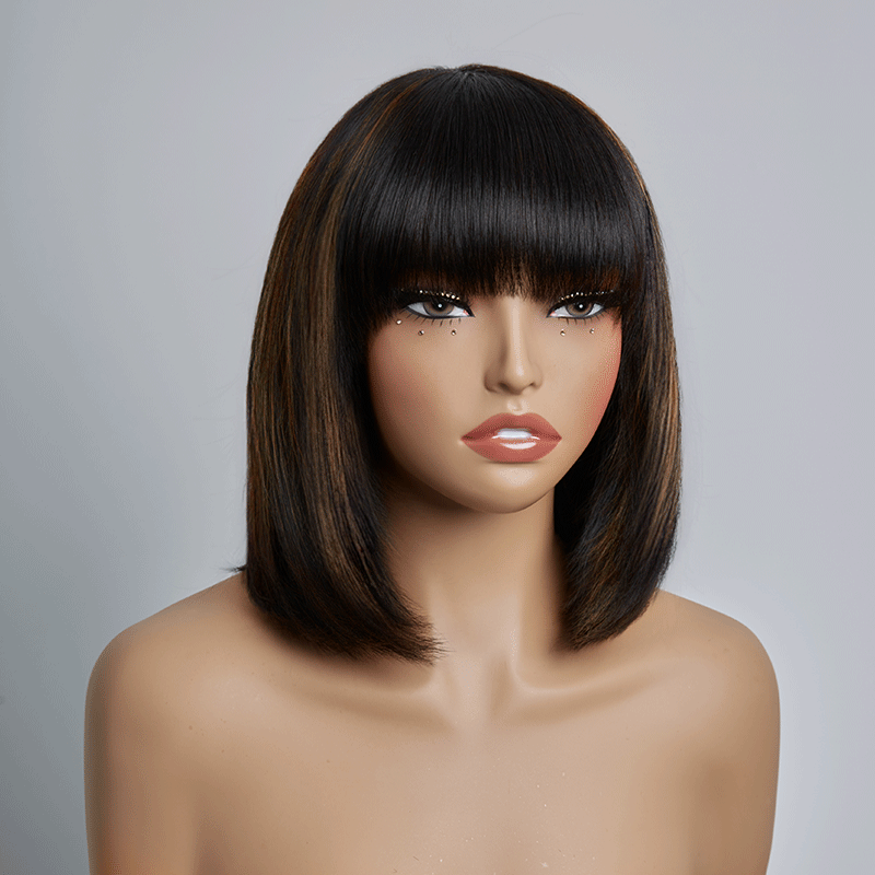 €𝟓𝟎 𝐩𝐚𝐫 𝐁𝐨𝐛💥Glueless Perruque 5 Couleur Frange Bob Lisse Prix De Gros D'usine