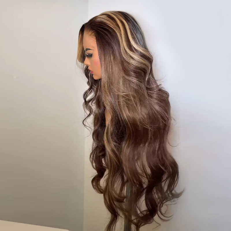 𝑼𝒘𝒂𝒗𝒚 𝑷𝒓𝒆𝒎𝒊𝒖𝒎 𝑳𝒊𝒏𝒆 Confortable Perruque Glueless Casquette Maille Réglable Highlight Body Wave Glueless 4x4 Sans Colle
