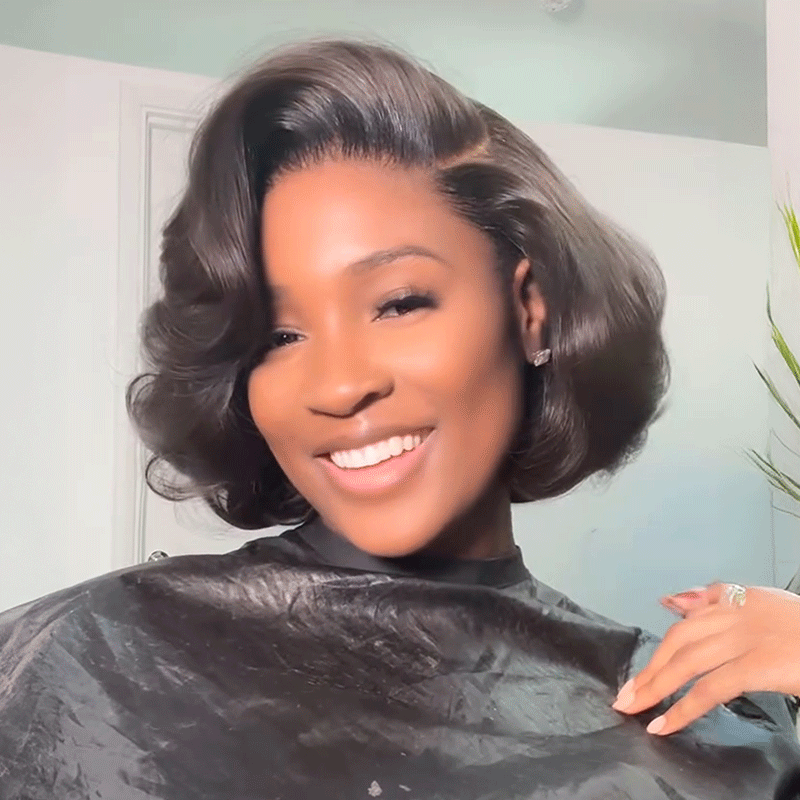 𝑼𝒘𝒂𝒗𝒚 𝑷𝒓𝒆𝒎𝒊𝒖𝒎 𝑳𝒊𝒏𝒆 Couche C Partie Glueless 7x4 Marron/Naturel Bob Perruque Sans Colle 250% Densité