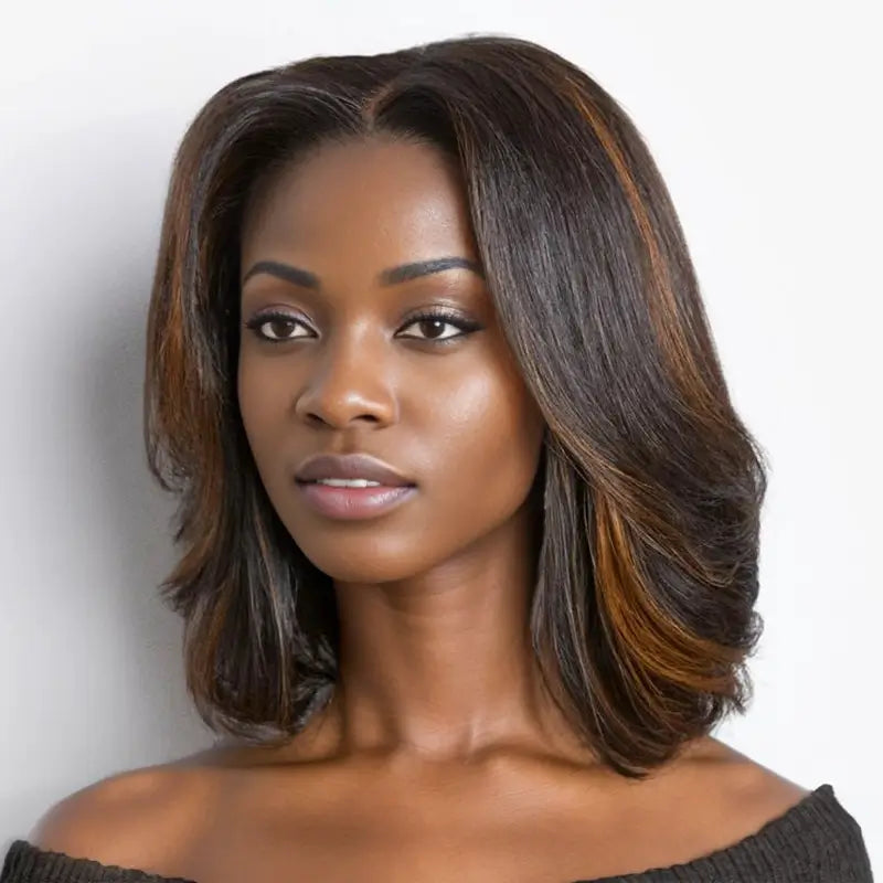 𝑼𝒘𝒂𝒗𝒚 𝑷𝒓𝒆𝒎𝒊𝒖𝒎 𝑳𝒊𝒏𝒆 9x6 Glueless Mèches Blondes Perruque Bob Sans Colle Empilée Ondulé
