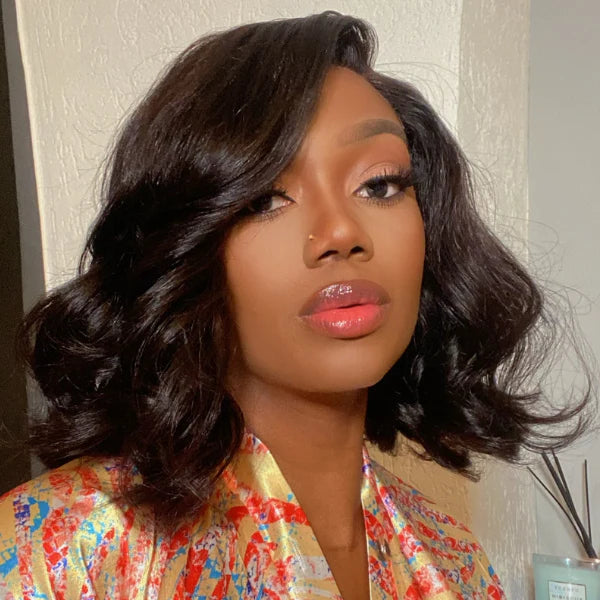 𝐏𝐫𝐞̂𝐭 𝐞𝐧 𝟐𝟒𝐡⚡Léger Élégant Classique 13x4 Dentelle Couleur Naturel Perruque Bob Naturelle Wave