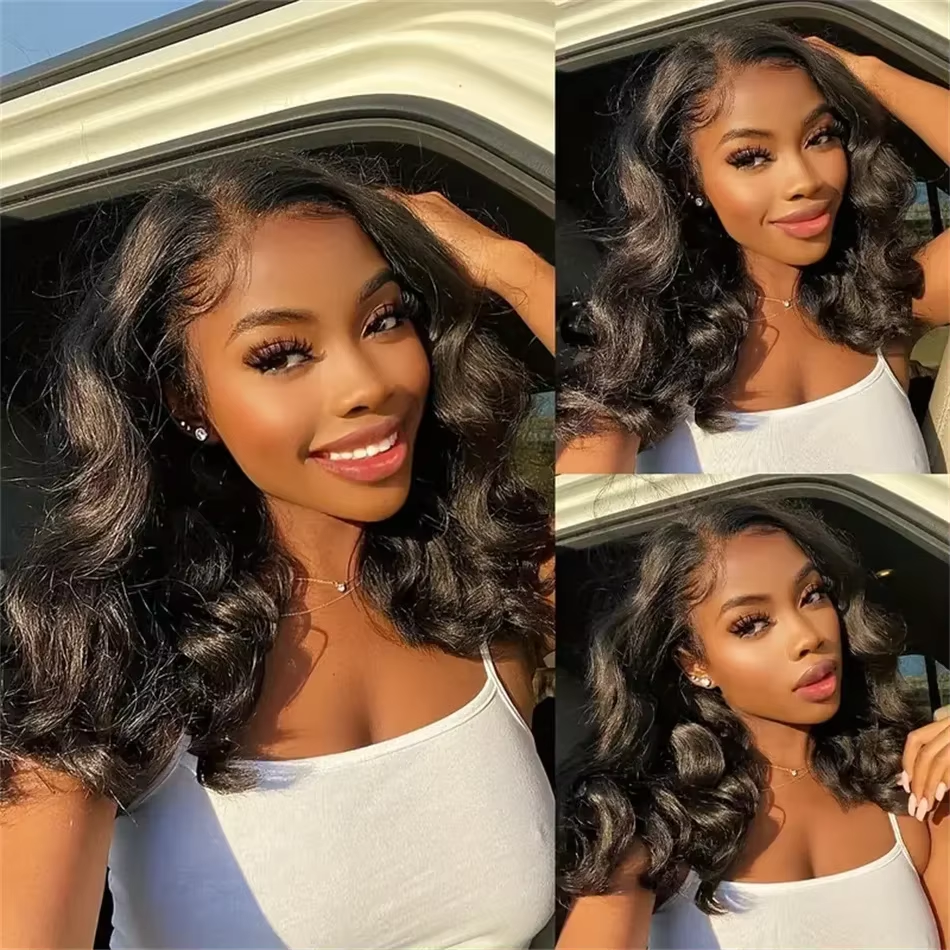 𝐏𝐫𝐞̂𝐭 𝐞𝐧 𝟐𝟒𝐡⚡Léger Élégant Classique 13x4 Dentelle Couleur Naturel Perruque Bob Naturelle Wave