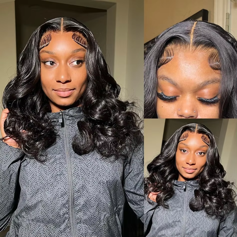 𝟐 𝐅𝐎𝐑 €78💥Glueless Perruque Coupe Pixie+13x4 Dentelle 8" Noir Bob Naturelle Wave