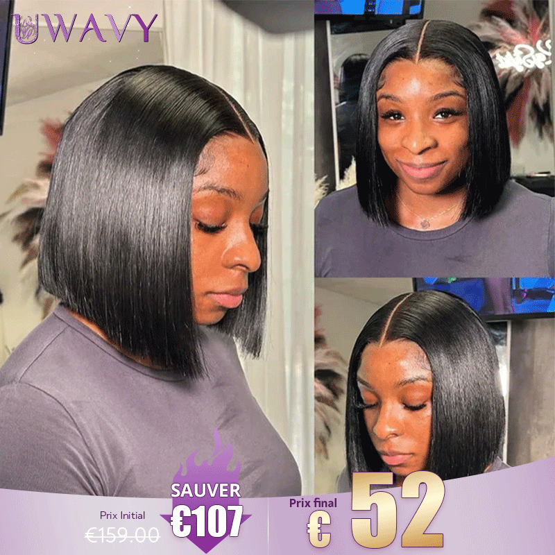 𝐏𝐫𝐞̂𝐭 𝐞𝐧 𝟐𝟒𝐡⚡Réaliste Souple Minimaliste Lisse 4x4 13x4 Dentelle Enfilez Et Partez Perruque Bob