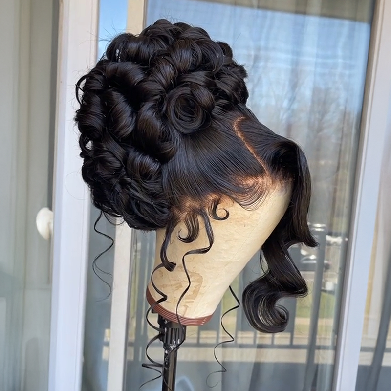𝑷𝒆𝒓𝒓𝒖𝒒𝒖𝒆 𝑴𝒂𝒓𝒊𝒂𝒈𝒆 𝑷𝒓𝒆́-𝑪𝒐𝒊𝒇𝒇𝒆́𝒆 Coiffures Mariage Rapides Chignon Ondulé/Lisse Cheveux Humains 13×4 Dentelle