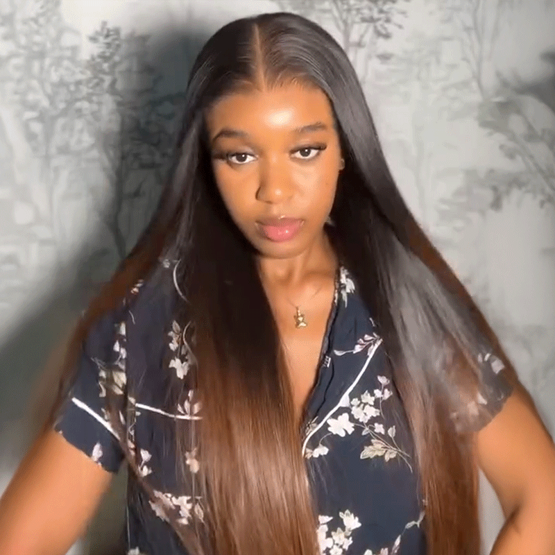 𝑼𝒘𝒂𝒗𝒚 𝑷𝒓𝒆𝒎𝒊𝒖𝒎 𝑳𝒊𝒏𝒆 Séparation Libre Glueless Couleur Ombre Brun 13x4 Perruque Sans Colle Lisse 250% Densité