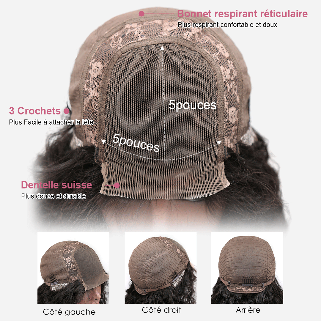 𝑼𝒘𝒂𝒗𝒚 𝑷𝒓𝒆𝒎𝒊𝒖𝒎 𝑳𝒊𝒏𝒆 Respirant &Agréable Couleur Brun foncé 5x5 Dentelle Perruque Body Wave 250% Densité