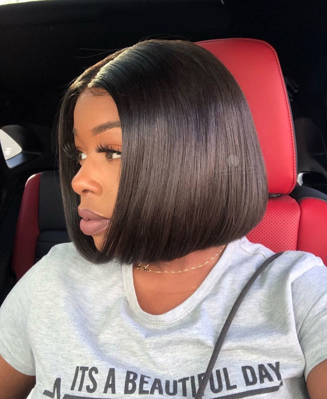 𝟐 𝐅𝐎𝐑 €79💥 Perruque 8" Soyeux Milieu Partie Lisse 2x6 Dentelle+8" Frange Mode Bob Lisse Noir