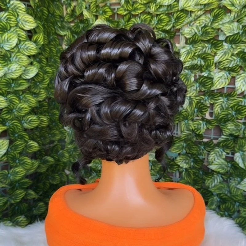 𝑷𝒆𝒓𝒓𝒖𝒒𝒖𝒆 𝑴𝒂𝒓𝒊𝒂𝒈𝒆 𝑷𝒓𝒆́-𝑪𝒐𝒊𝒇𝒇𝒆́𝒆 Coiffures Mariage Rapides Chignon Ondulé Frange Des Deux Côtés Cheveux Humains 13×4 Dentelle