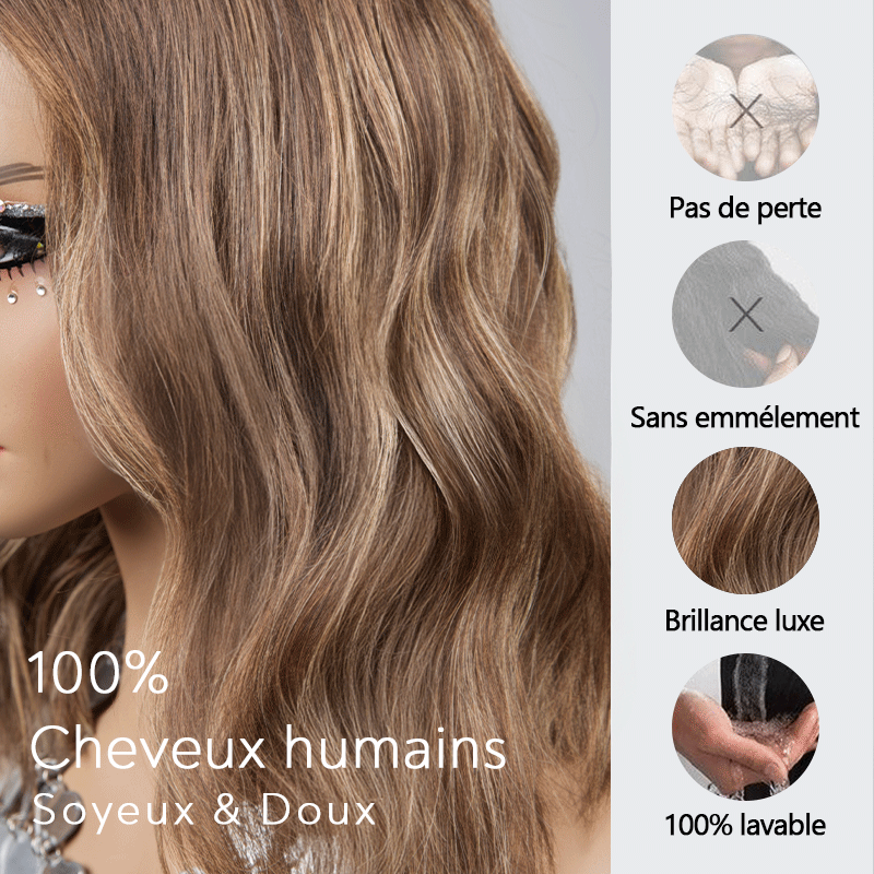 𝑼𝒘𝒂𝒗𝒚 𝑷𝒓𝒆𝒎𝒊𝒖𝒎 𝑳𝒊𝒏𝒆 13x4 Glueless Couleur Reflets Blond Foncé Perruque Sans Colle Ondulé