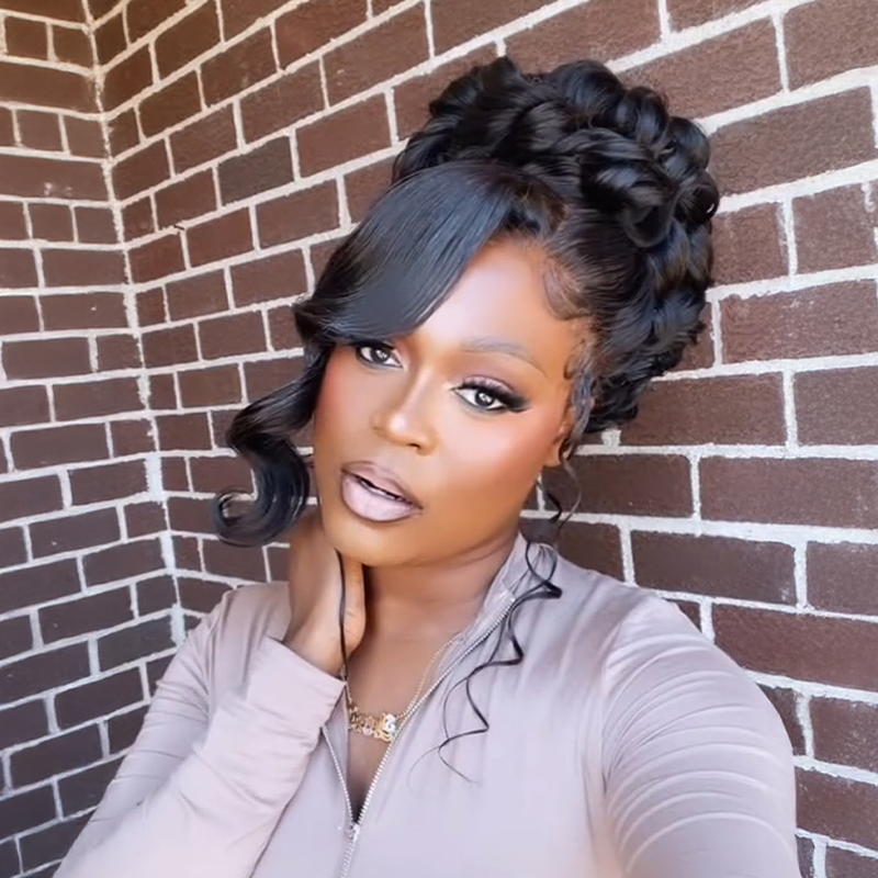 𝑷𝒆𝒓𝒓𝒖𝒒𝒖𝒆 𝑴𝒂𝒓𝒊𝒂𝒈𝒆 𝑷𝒓𝒆́-𝑪𝒐𝒊𝒇𝒇𝒆́𝒆 Coiffures Mariage Rapides Chignon Ondulé/Lisse Cheveux Humains 13×4 Dentelle