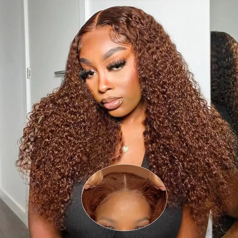 Boucles Parfaites 13X4 Glueless Brun Chocolat Perruque Sans Colle Wear Go Bouclée