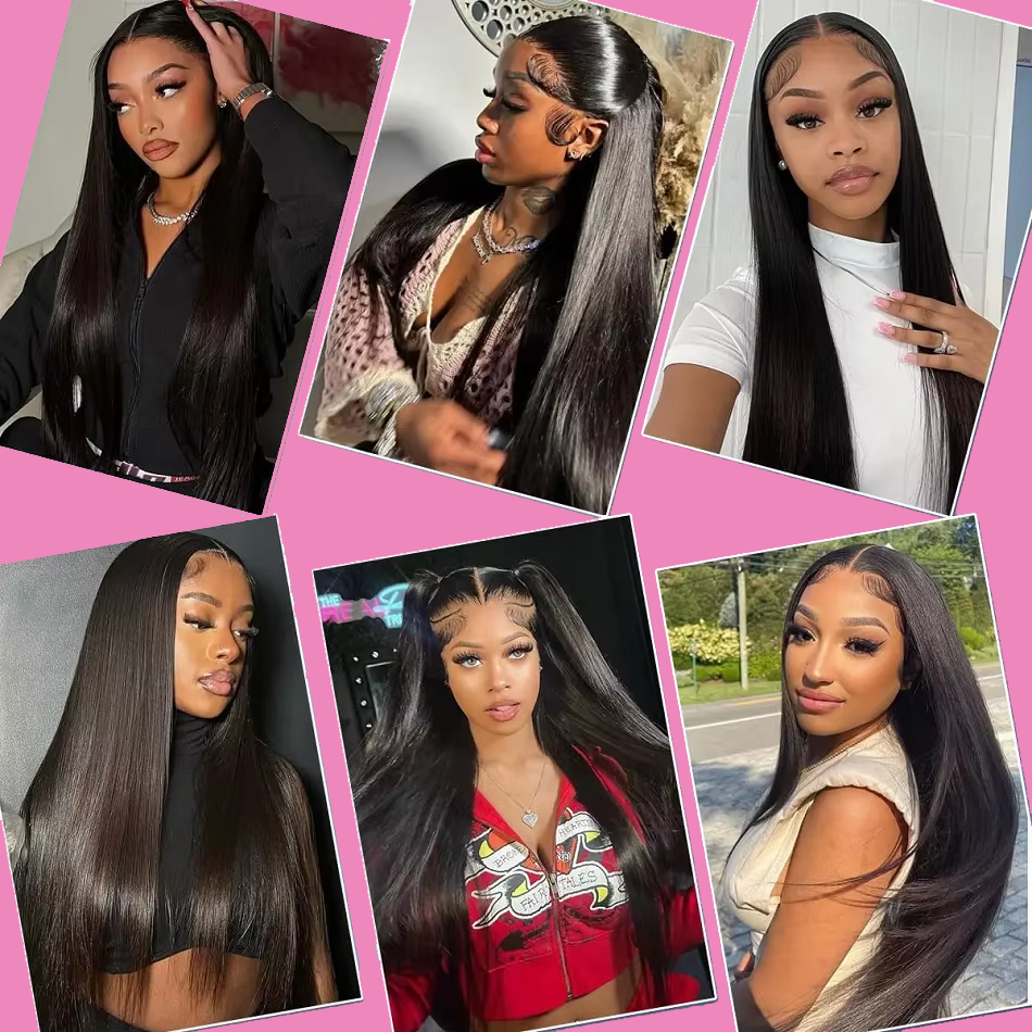 𝐏𝐫𝐞̂𝐭 𝐞𝐧 𝟐𝟒𝐡⚡Non Traités Chimiquement Confortable Noir Perruque 13×6 Dentelle Lisse Cheveux 100% Humains