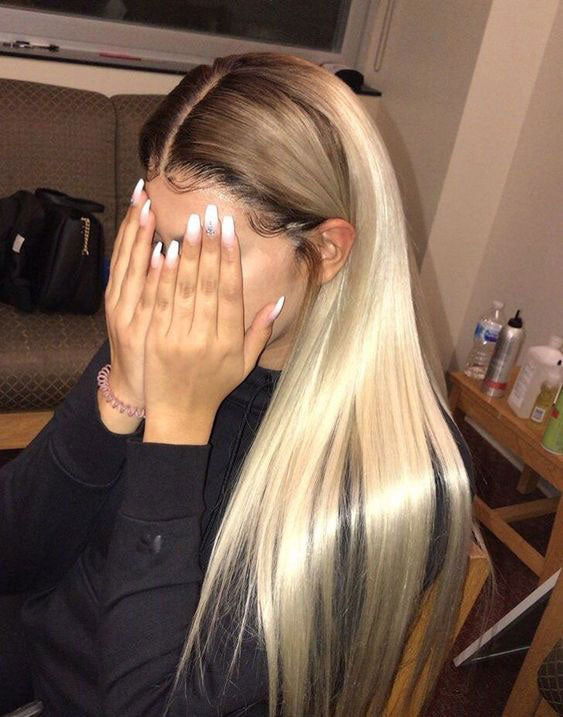Brillante Finition Soyeuse 1B-613 Glueless 13×4 Perruques Cheveux Humains Femme Brésilienne