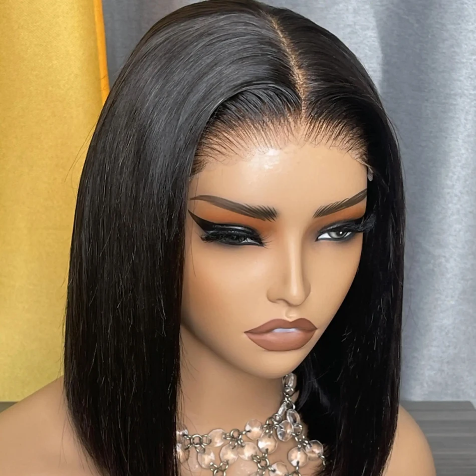 𝐏𝐫𝐞̂𝐭 𝐞𝐧 𝟐𝟒𝐡⚡Réaliste Souple Minimaliste Lisse 4x4 13x4 Dentelle Enfilez Et Partez Perruque Bob