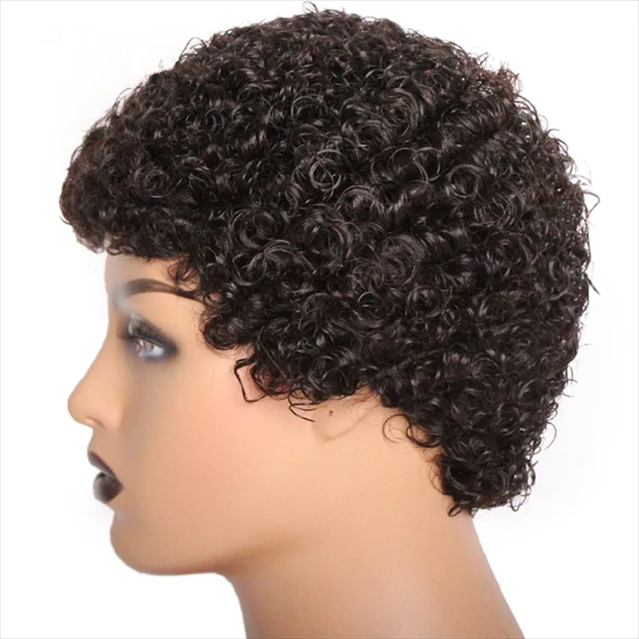 𝟐 𝐅𝐎𝐑 €58💥Perruque Noir Coupe Pixie 13x4 Dentelle Lisse+Glueless Noir Pixie Boucles Laine