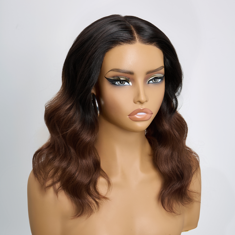 𝑼𝒘𝒂𝒗𝒚 𝑷𝒓𝒆𝒎𝒊𝒖𝒎 𝑳𝒊𝒏𝒆 Magnifique Glueless Ombre Brun Bob Wear Go 5x5 Perruque Sans Colle Cheveux Humains Ondulé