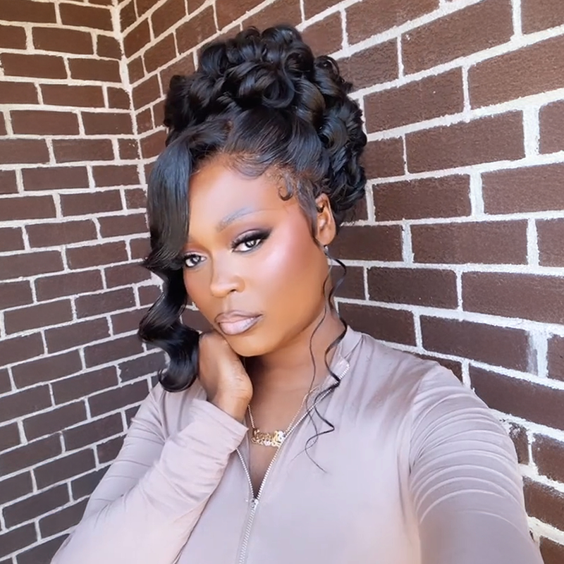 𝑷𝒆𝒓𝒓𝒖𝒒𝒖𝒆 𝑴𝒂𝒓𝒊𝒂𝒈𝒆 𝑷𝒓𝒆́-𝑪𝒐𝒊𝒇𝒇𝒆́𝒆 Coiffures Mariage Rapides Chignon Ondulé/Lisse Cheveux Humains 13×4 Dentelle