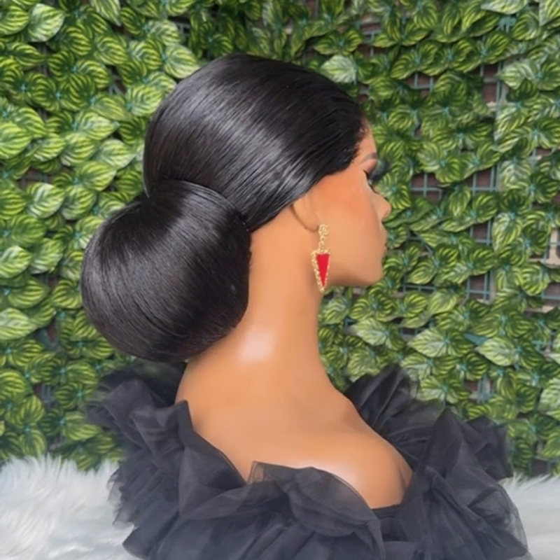 𝑷𝒆𝒓𝒓𝒖𝒒𝒖𝒆 𝑴𝒂𝒓𝒊𝒂𝒈𝒆 𝑷𝒓𝒆́-𝑪𝒐𝒊𝒇𝒇𝒆́𝒆 Coiffures Mariage Rapides Chignon Lisse Classique Cheveux Humains 13×4 Dentelle Perruque