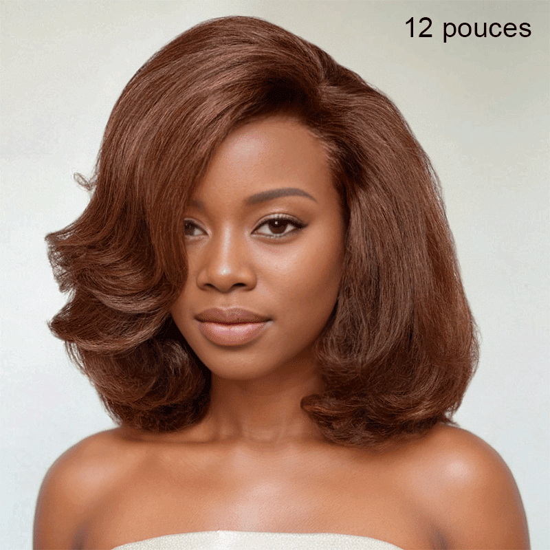 𝑼𝒘𝒂𝒗𝒚 𝑷𝒓𝒆𝒎𝒊𝒖𝒎 𝑳𝒊𝒏𝒆 Couche C Partie Glueless 7x4 Marron/Naturel Bob Perruque Sans Colle 250% Densité
