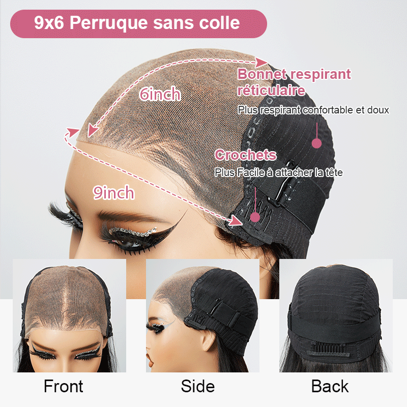 𝑼𝒘𝒂𝒗𝒚 𝑷𝒓𝒆𝒎𝒊𝒖𝒎 𝑳𝒊𝒏𝒆 9x6 Glueless Marron Highlight Bob Perruque Sans Colle Kinky Curly