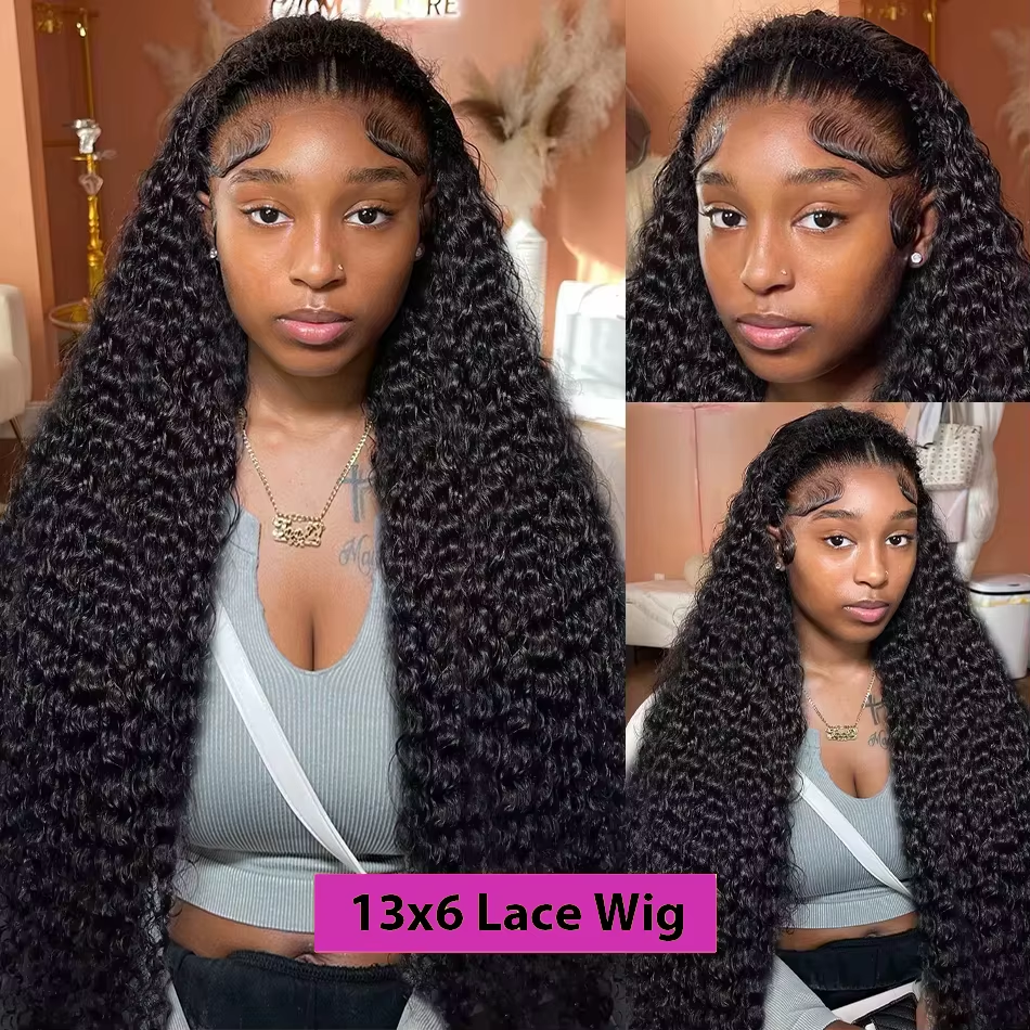 𝐏𝐫𝐞̂𝐭 𝐞𝐧 𝟐𝟒𝐡⚡Brillance Naturelle Noir Perruque 13×4 13×6 Dentelle Bouclé Cheveux 100% Humains